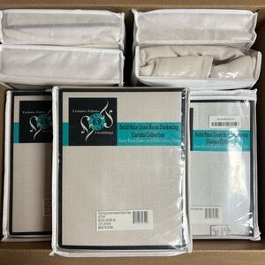 Solid Faux Linen Room Darkening Curtains